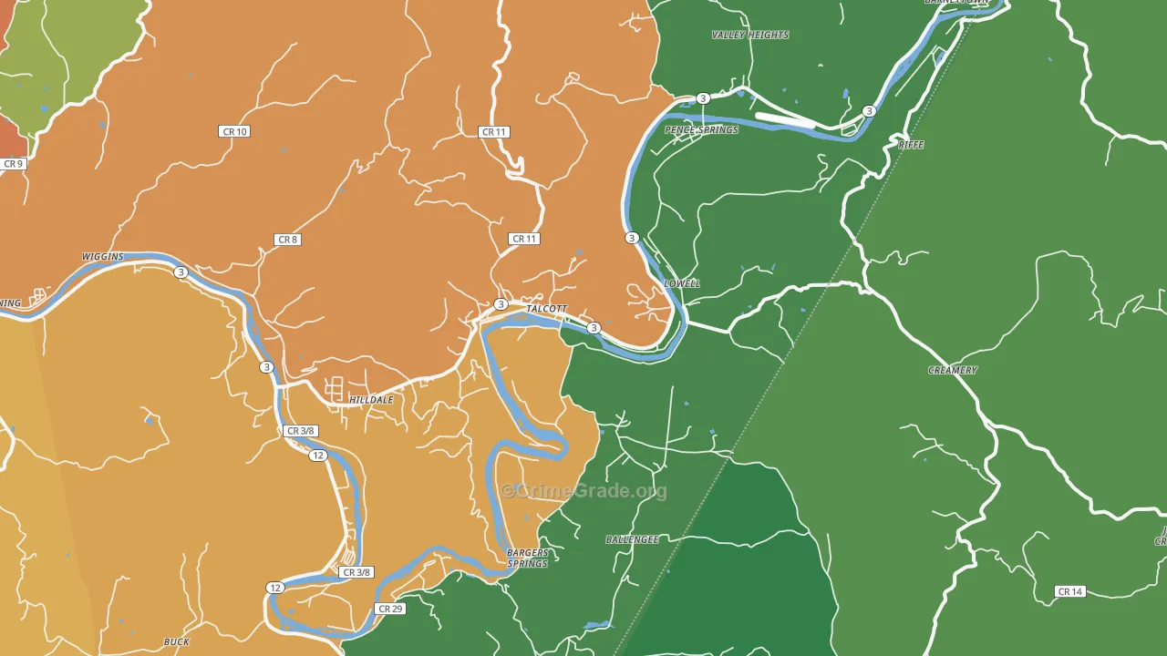 Talcott, WV Map of Vehicle Theft Rates