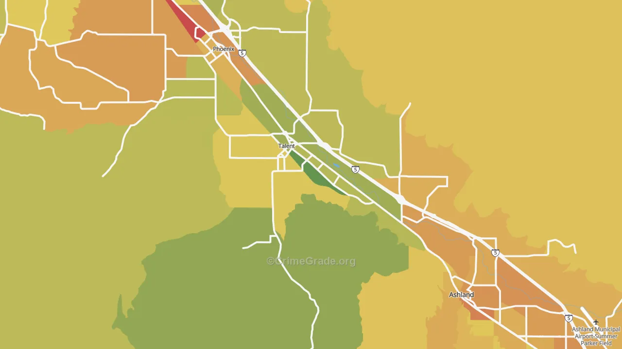 Talent, OR Map of Vehicle Theft Rates