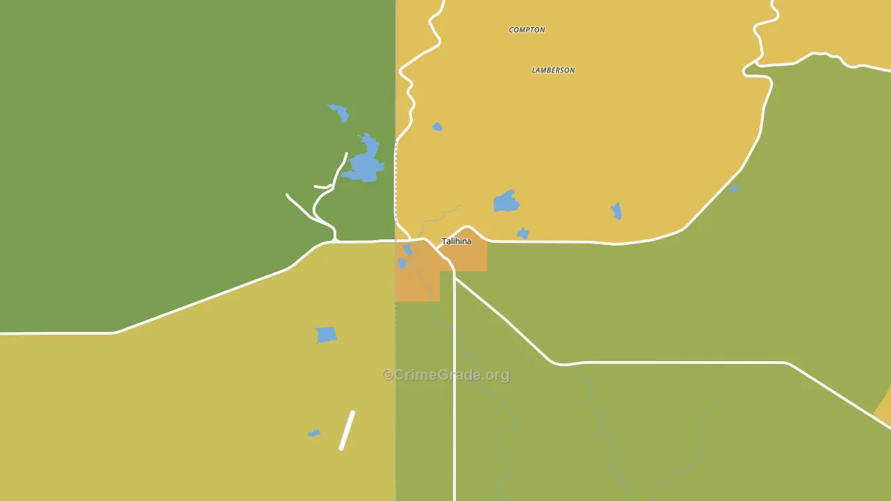 Talihina, OK Map of Vehicle Theft Rates