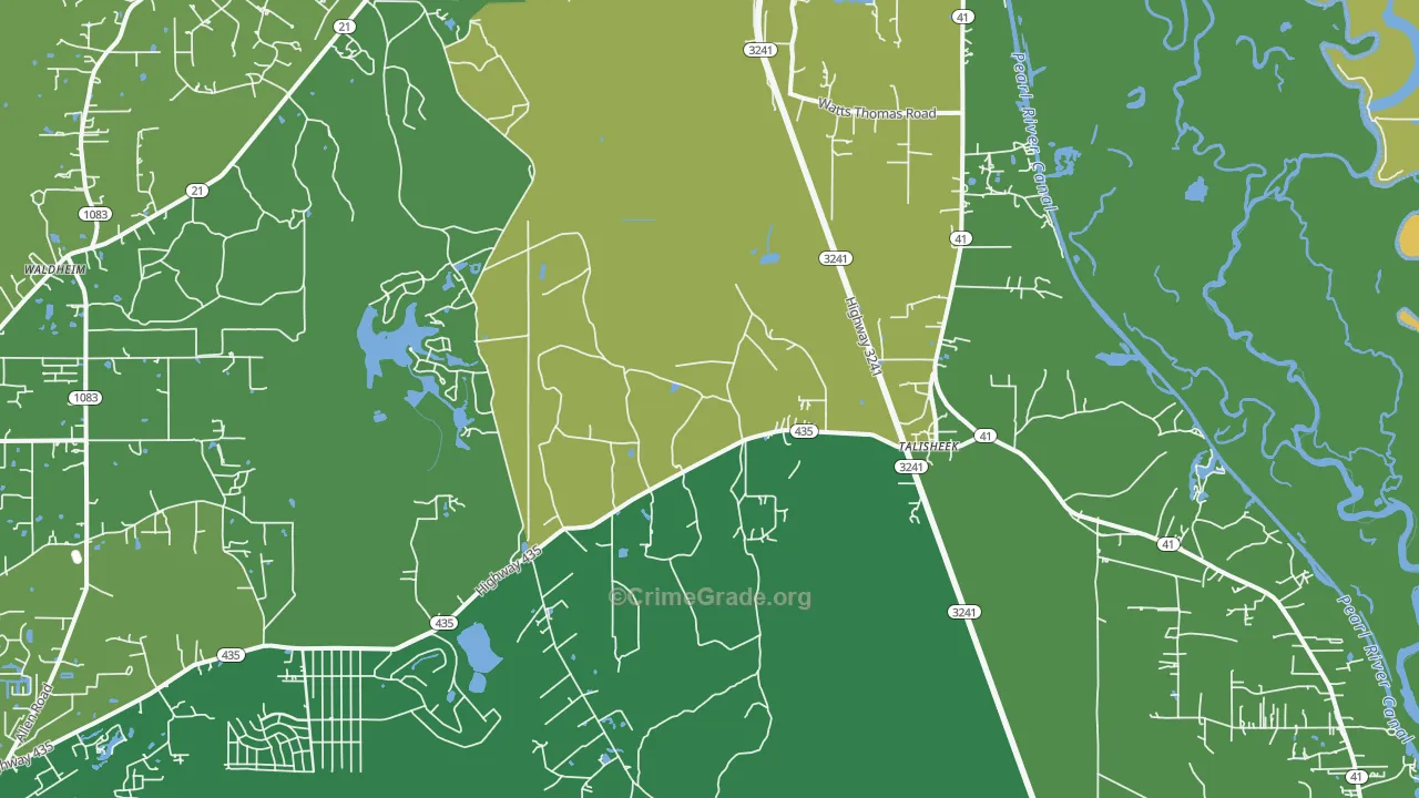 Talisheek, LA Map of Vehicle Theft Rates