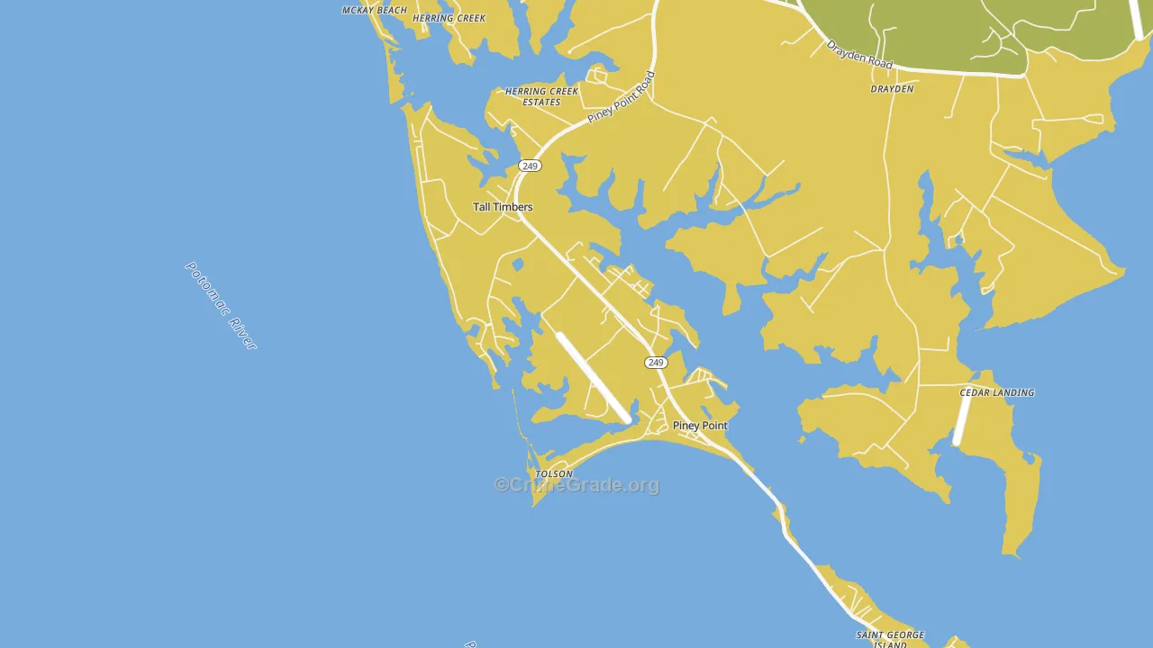 Tall Timbers, MD Map of Vehicle Theft Rates