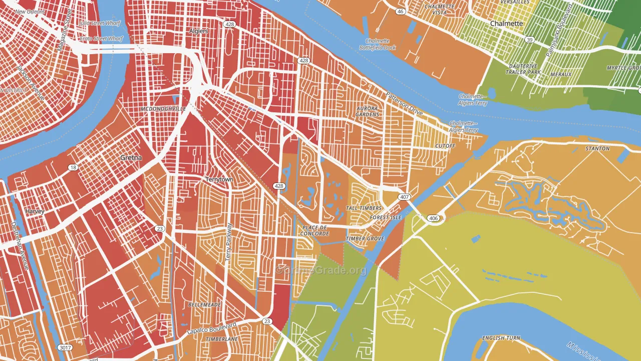 Tall Timbers, New Orleans, LA Map of Vehicle Theft Rates