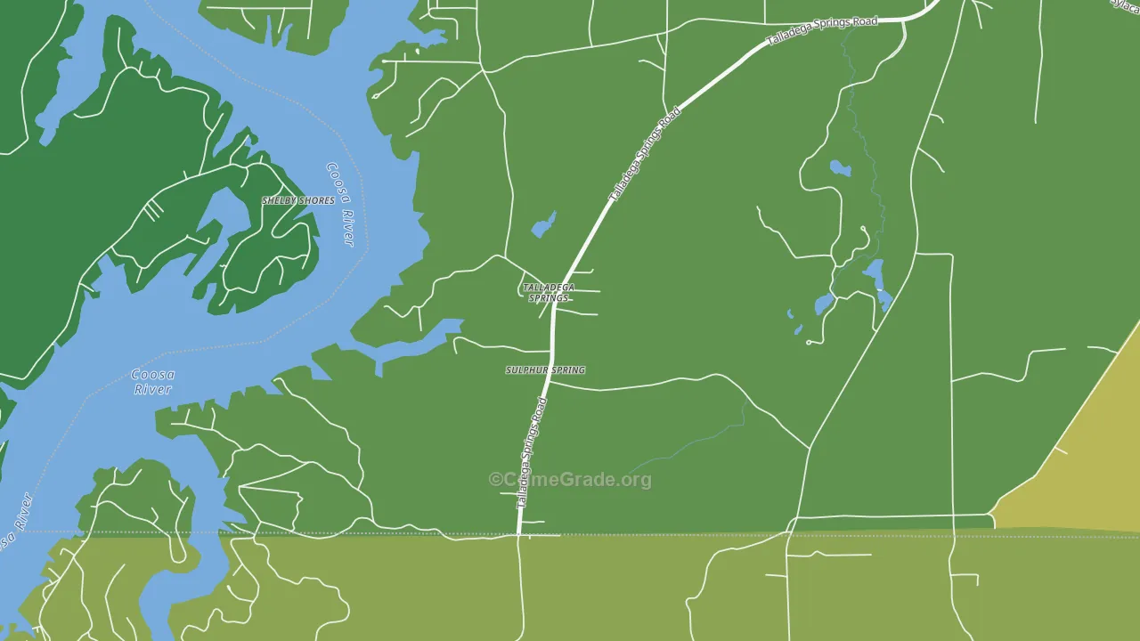 Talladega Springs, AL Map of Vehicle Theft Rates