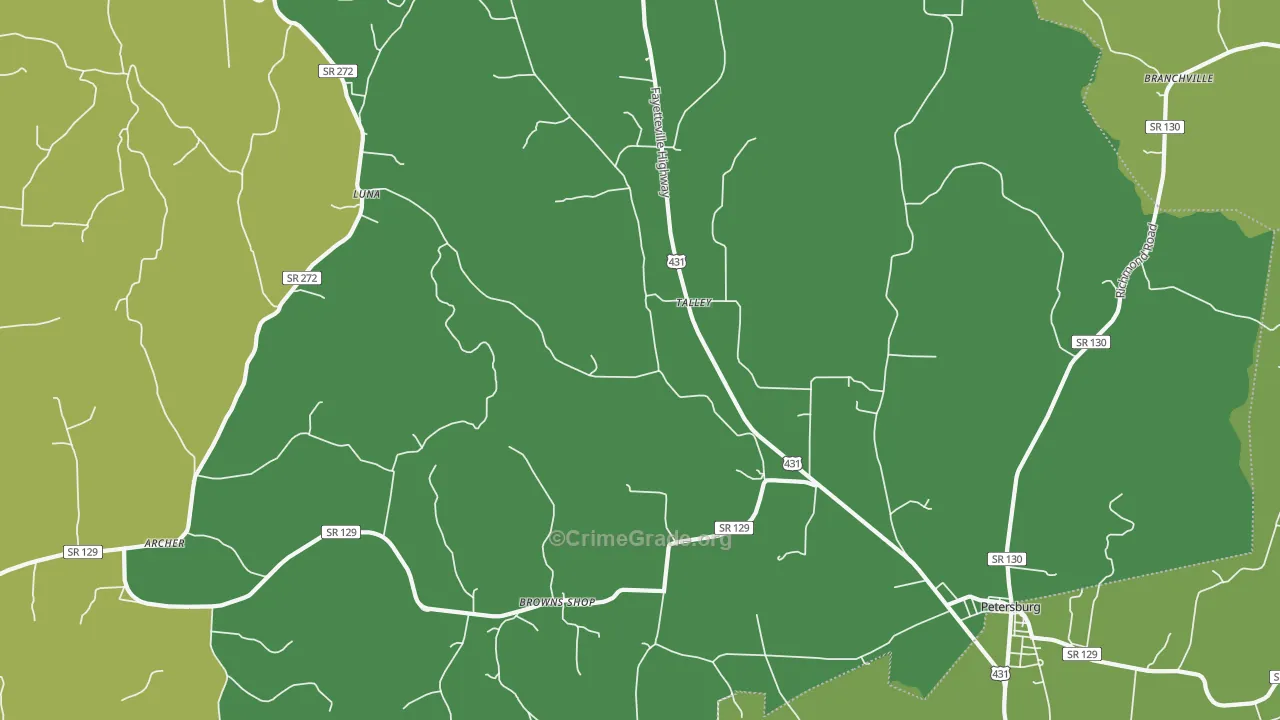 Talley, TN Map of Vehicle Theft Rates