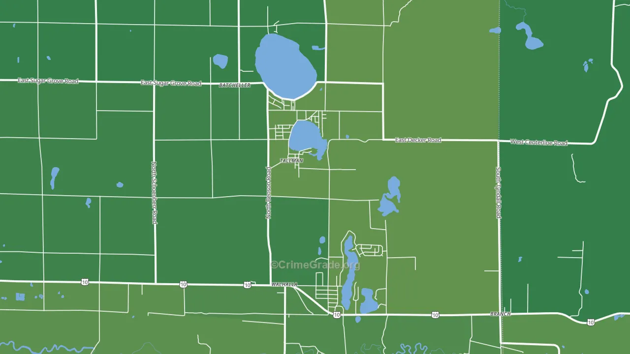 Tallman, MI Map of Vehicle Theft Rates