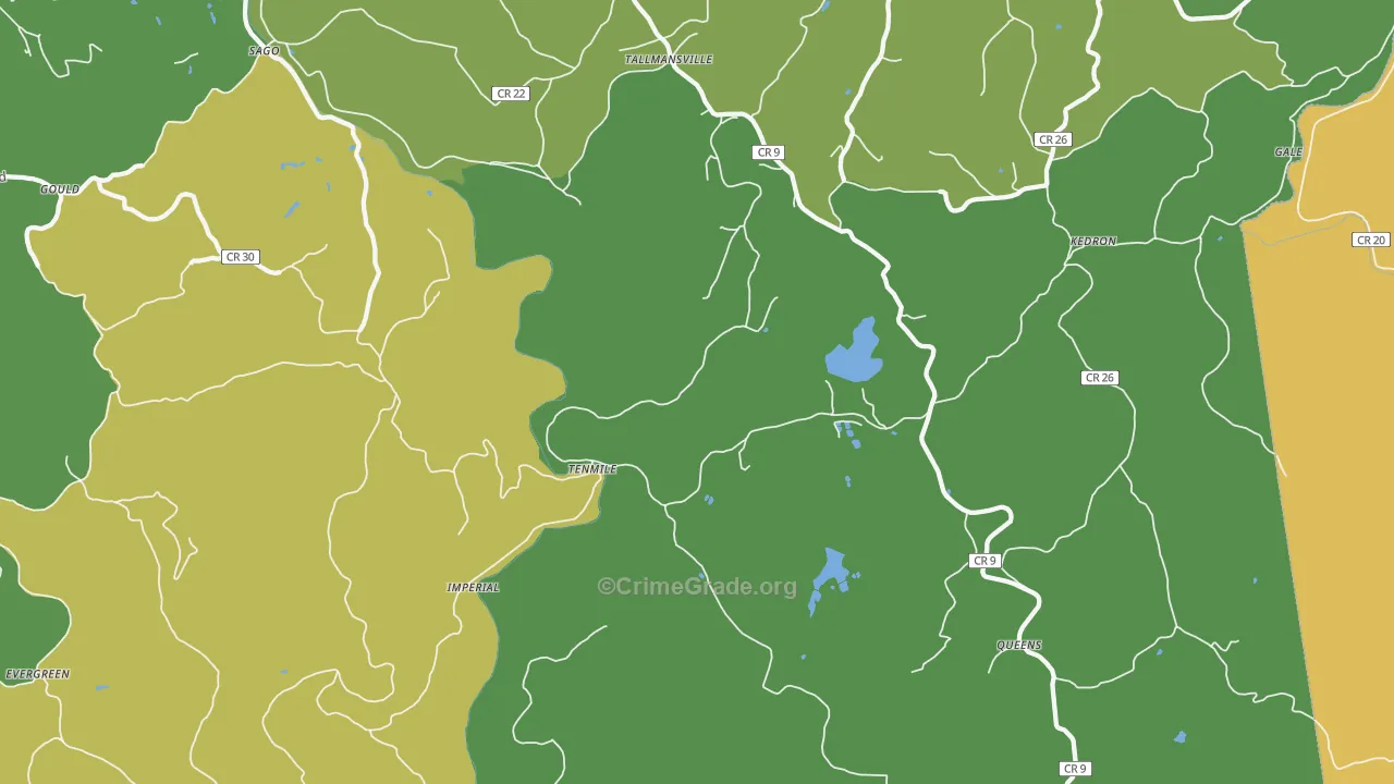 Tallmansville, WV Map of Vehicle Theft Rates