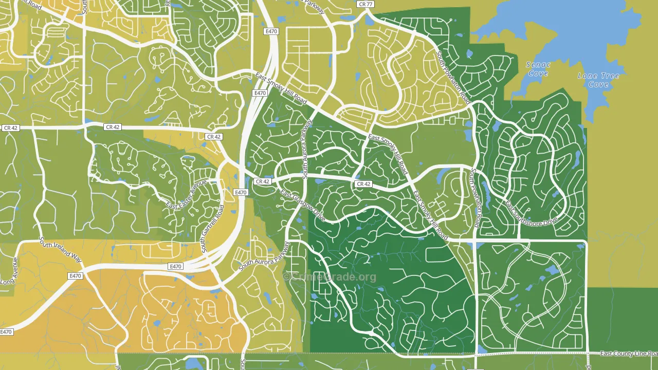 Tallyn's Reach, Aurora, CO Map of Vehicle Theft Rates