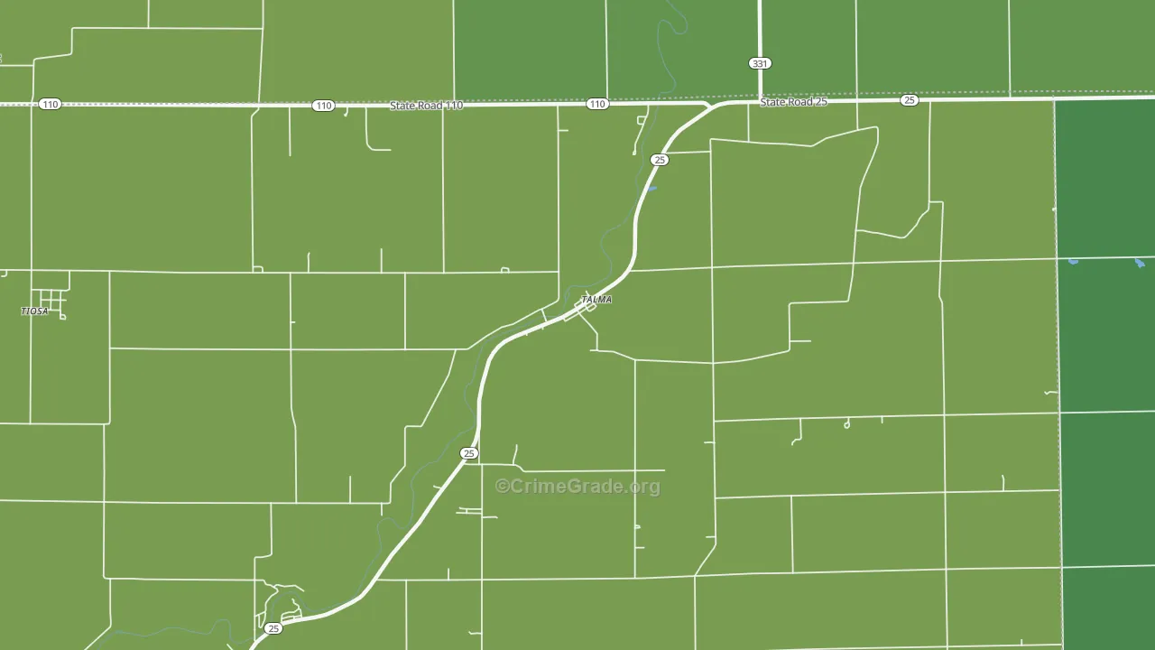 Talma, IN Map of Vehicle Theft Rates