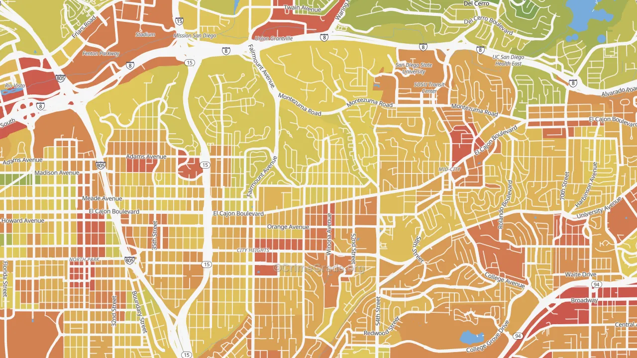 Talmadge, San Diego, CA Map of Vehicle Theft Rates