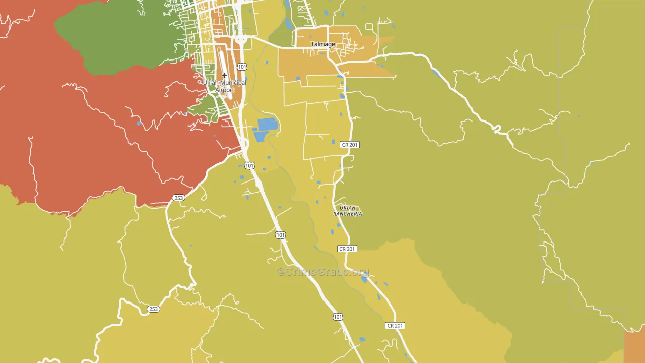 Talmage, CA Map of Vehicle Theft Rates