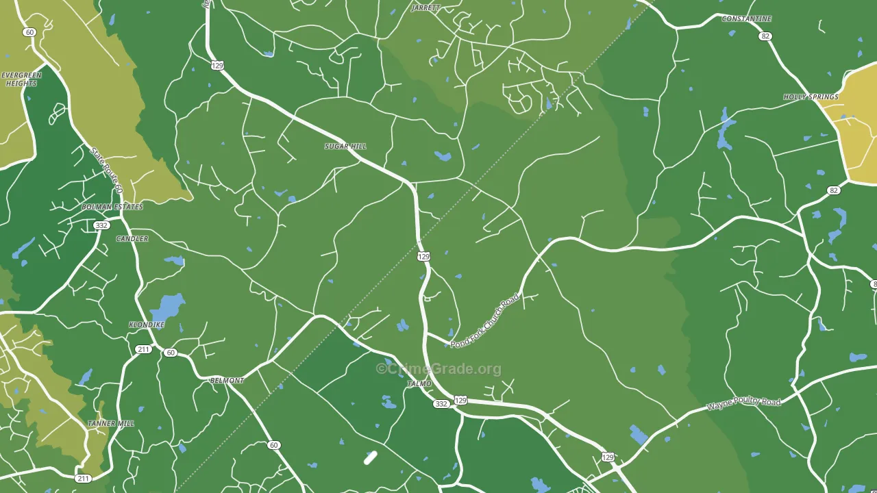 Talmo, GA Map of Vehicle Theft Rates