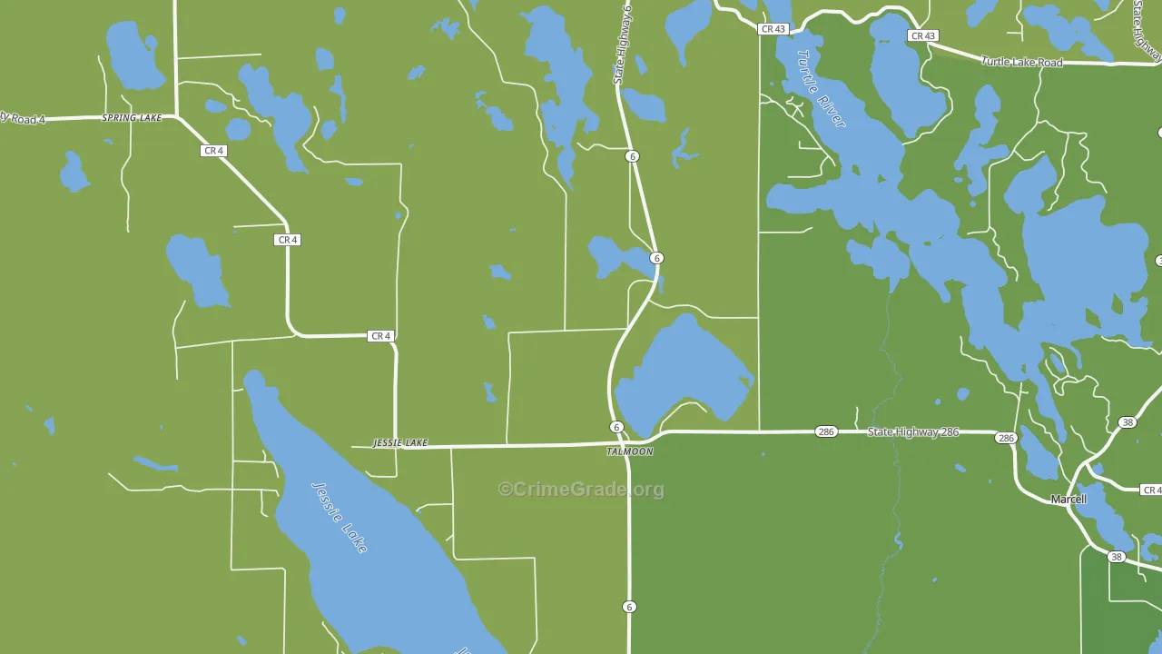 Talmoon, MN Map of Vehicle Theft Rates