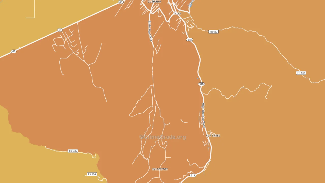 Talpa, NM Map of Vehicle Theft Rates