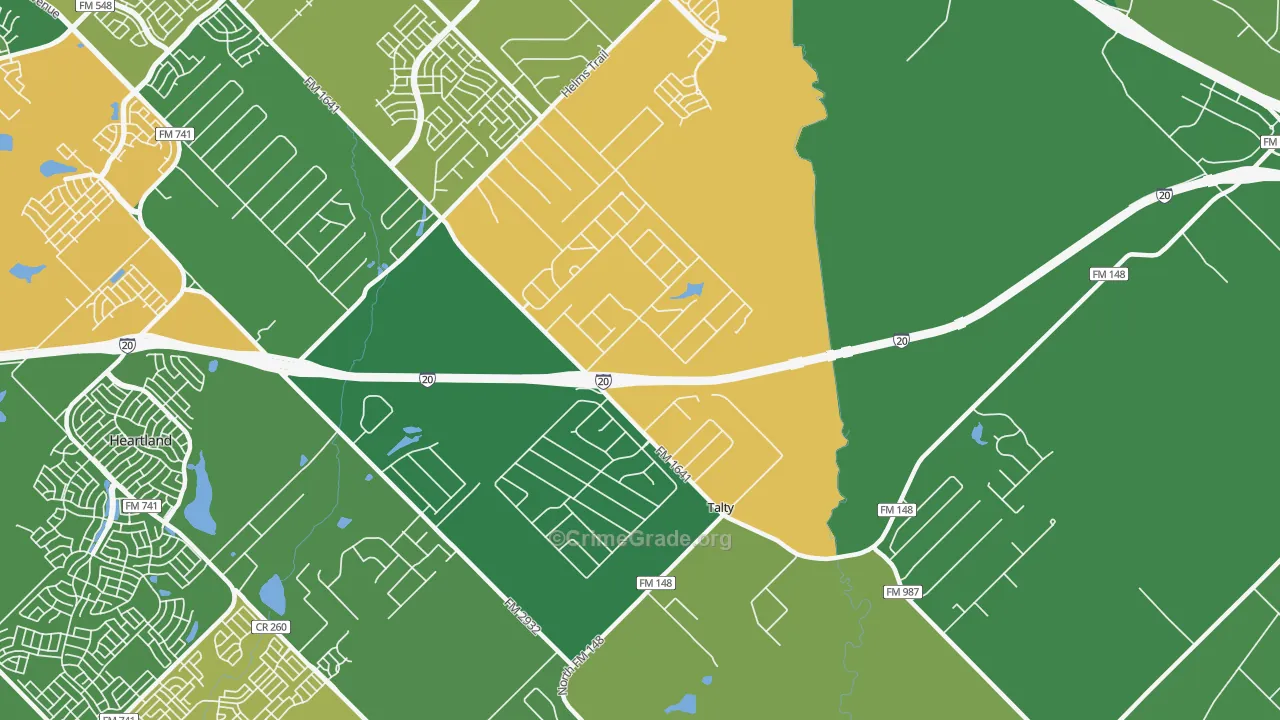 Talty, TX Map of Vehicle Theft Rates