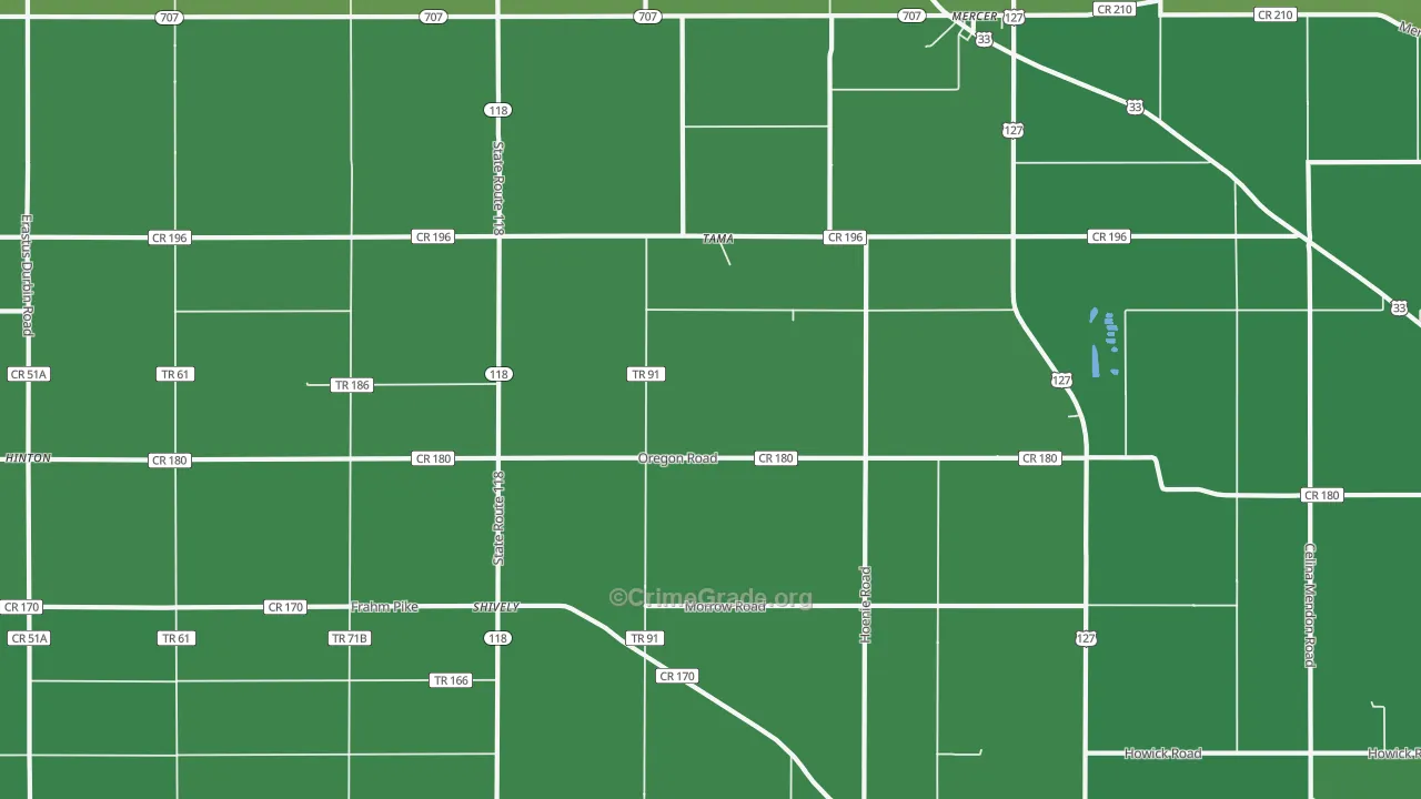 Tama, OH Map of Vehicle Theft Rates