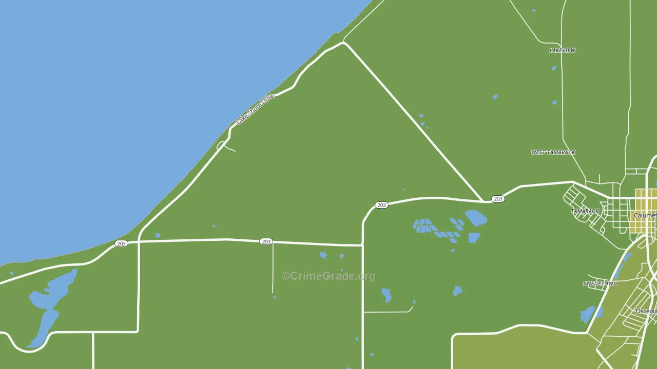 Tamarack, MI Map of Vehicle Theft Rates