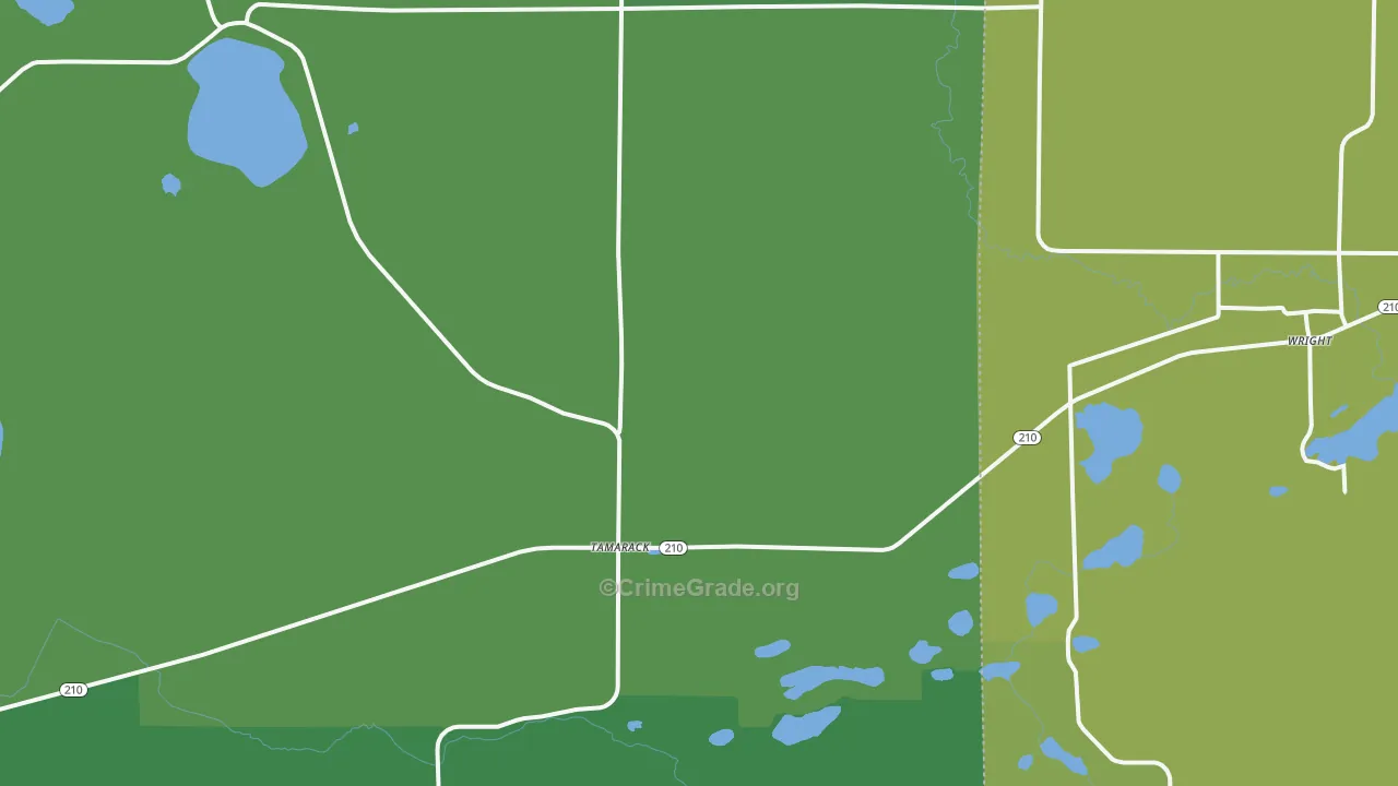 Tamarack, MN Map of Vehicle Theft Rates
