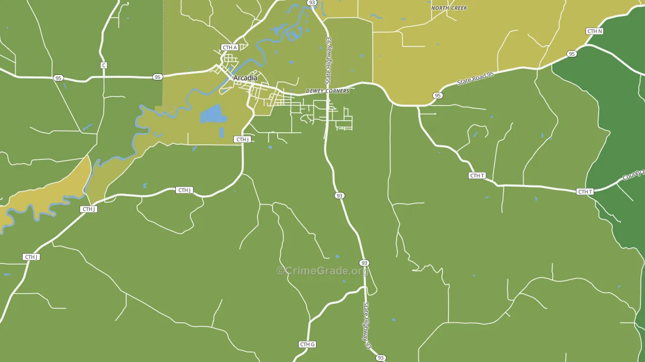 Tamarack, WI Map of Vehicle Theft Rates