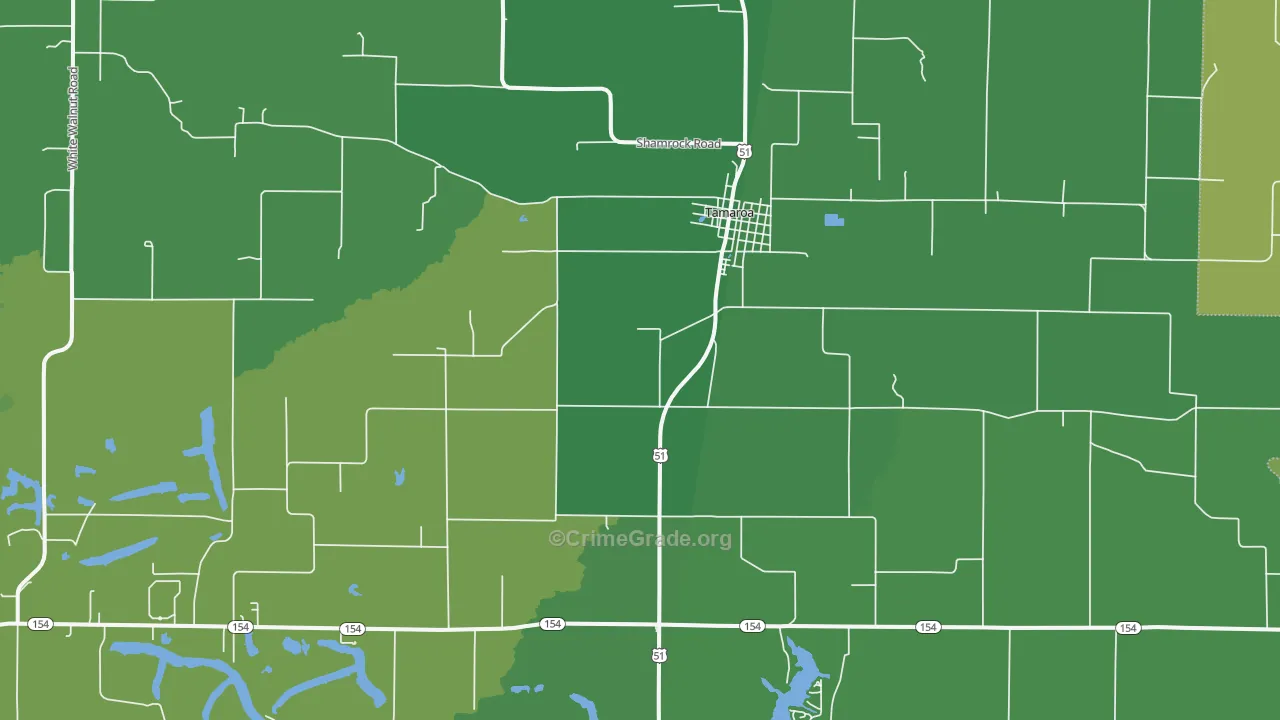 Tamaroa, IL Map of Vehicle Theft Rates