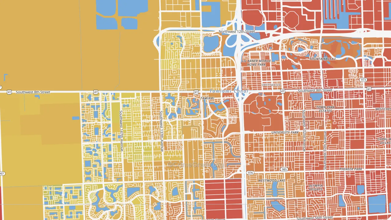 Tamiami, FL Map of Vehicle Theft Rates