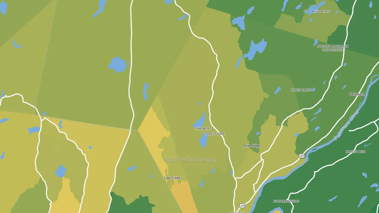 Tamiment, PA Map of Vehicle Theft Rates