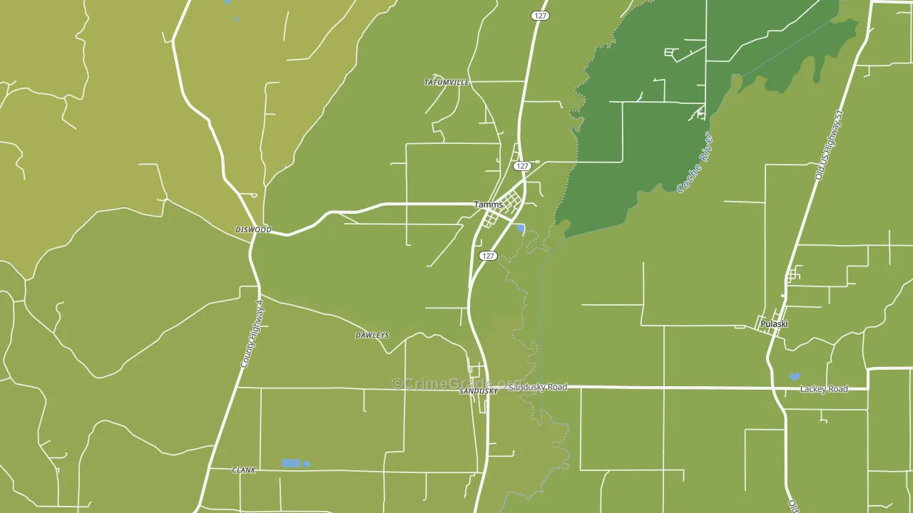 Tamms, IL Map of Vehicle Theft Rates