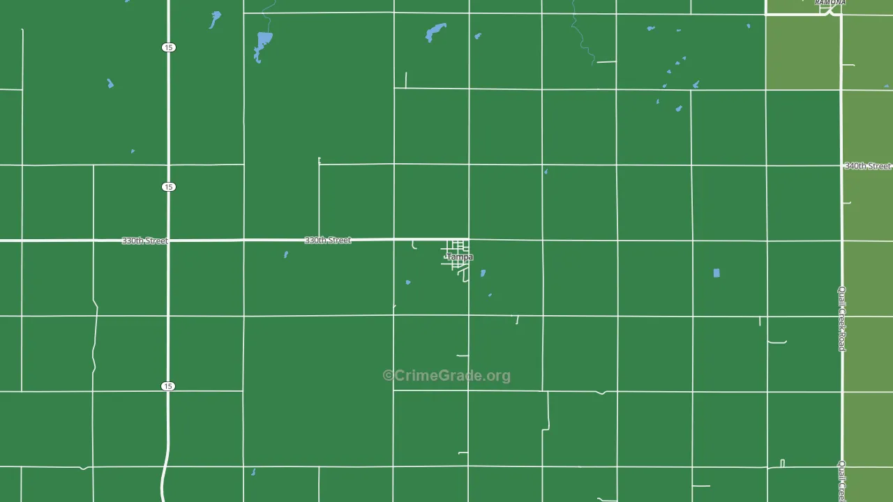 Tampa, KS Map of Vehicle Theft Rates