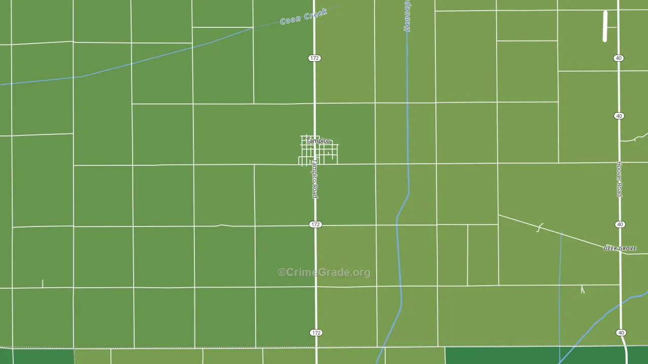 Tampico, IL Map of Vehicle Theft Rates