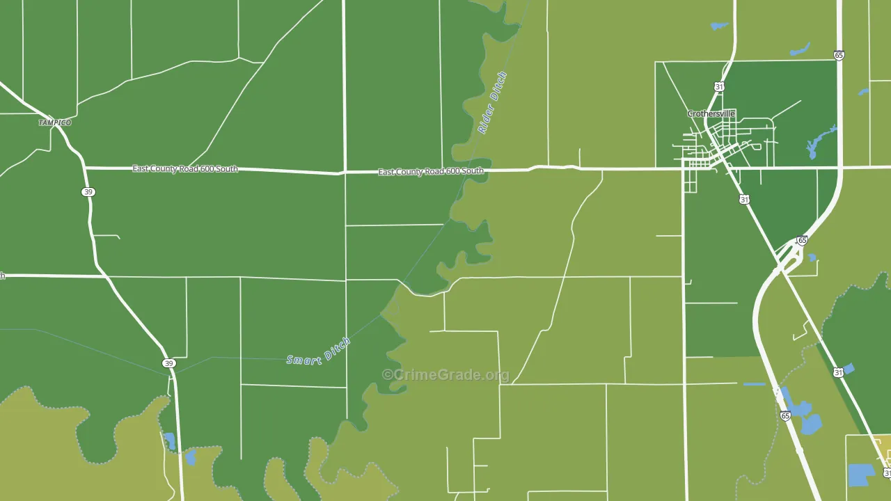 Tampico, IN Map of Vehicle Theft Rates