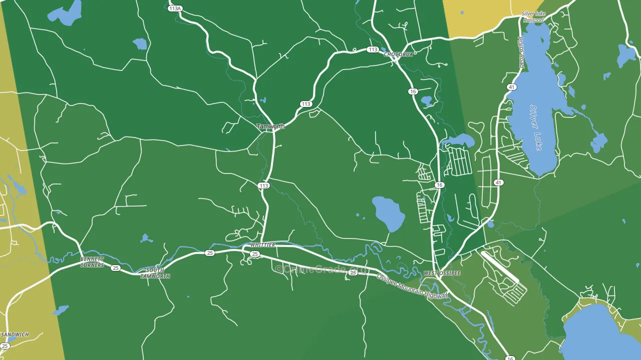 Tamworth, NH Map of Vehicle Theft Rates