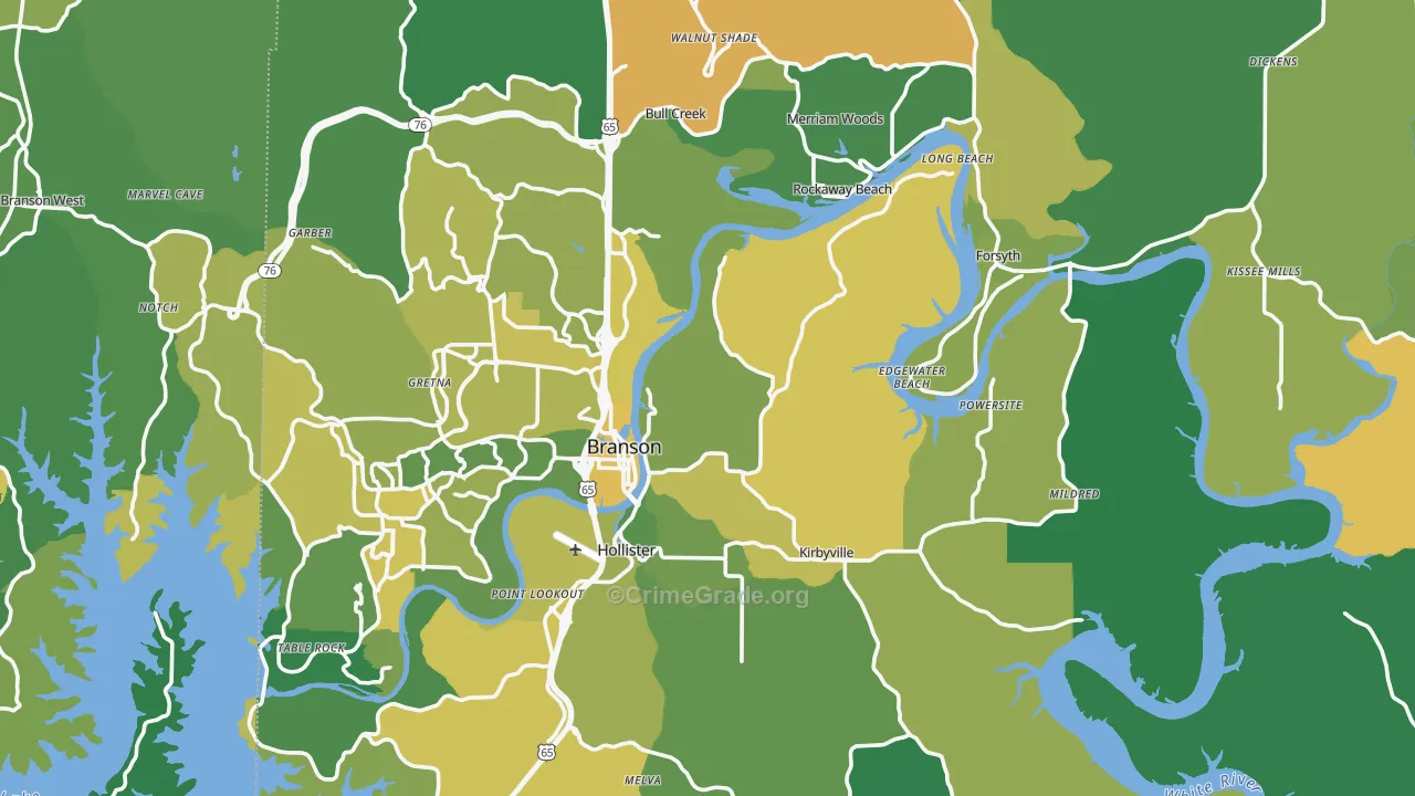Taney County, MO Map of Vehicle Theft Rates