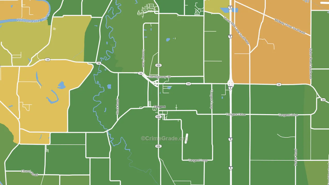 Tangent, OR Map of Vehicle Theft Rates