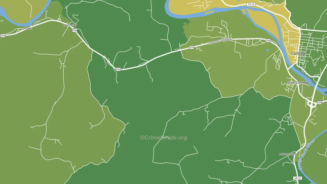 Tanglewood, TN Map of Vehicle Theft Rates
