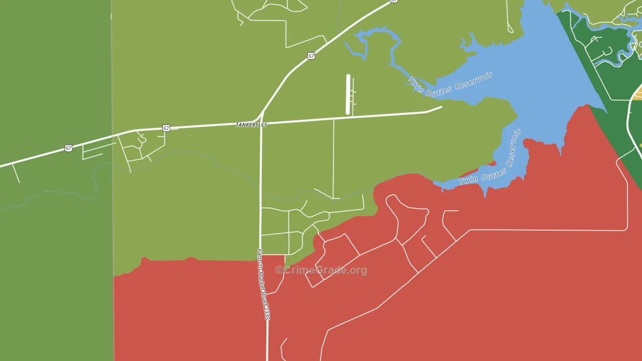 Tankersley, TX Map of Vehicle Theft Rates
