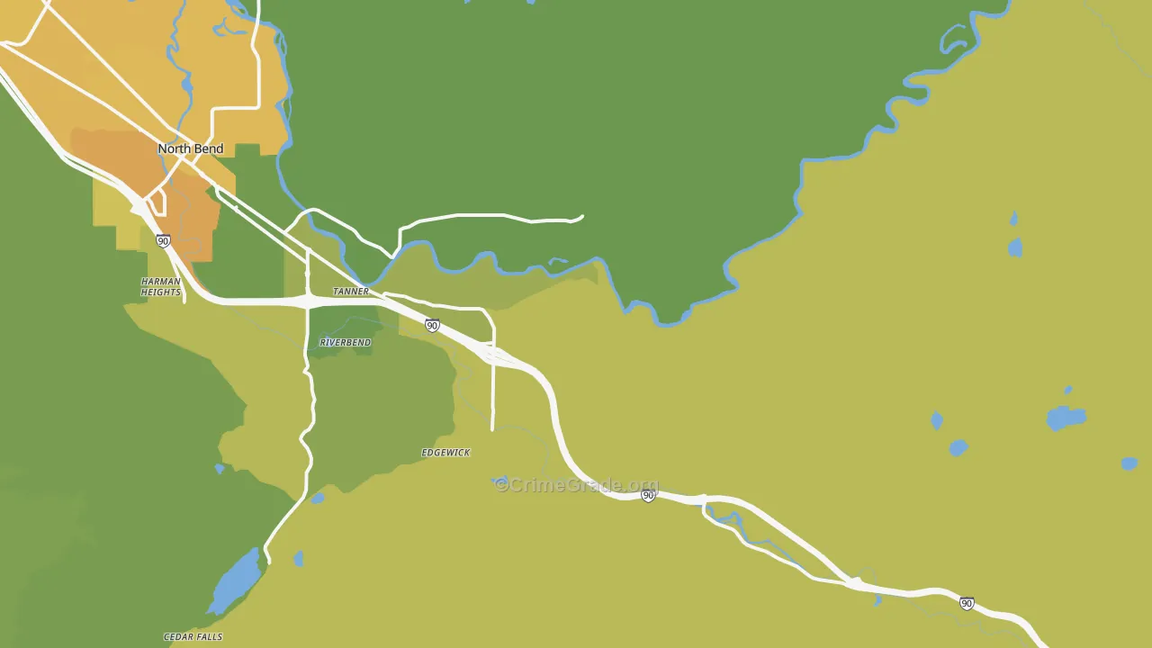 Tanner, WA Map of Vehicle Theft Rates