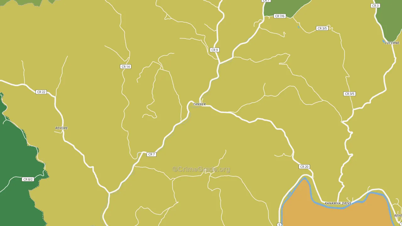 Tanner, WV Map of Vehicle Theft Rates