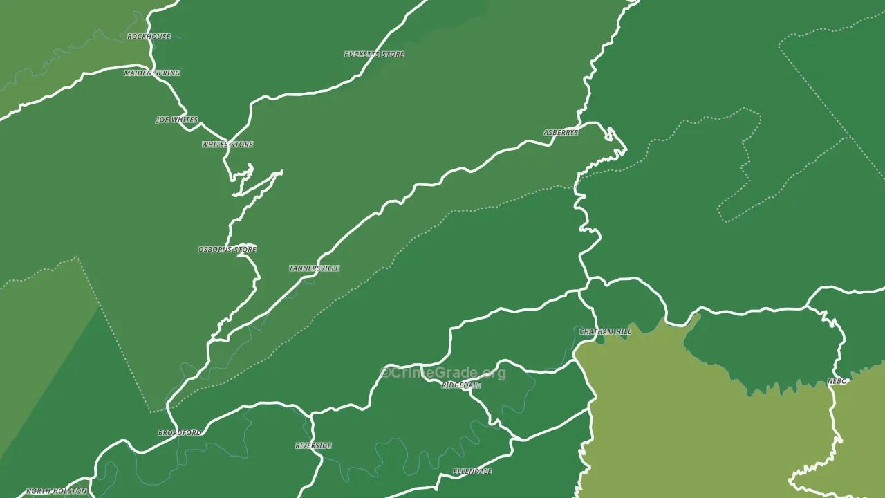 Tannersville, VA Map of Vehicle Theft Rates