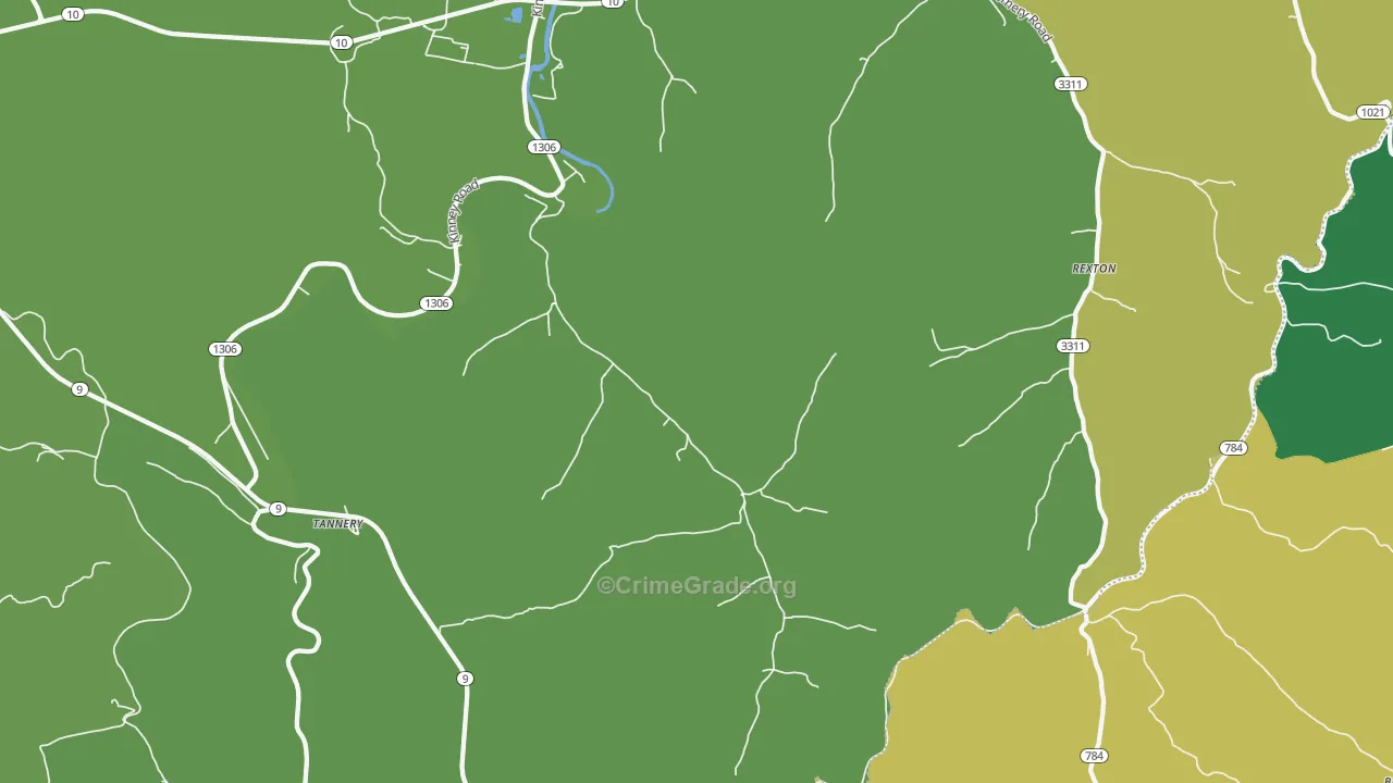 Tannery, KY Map of Vehicle Theft Rates