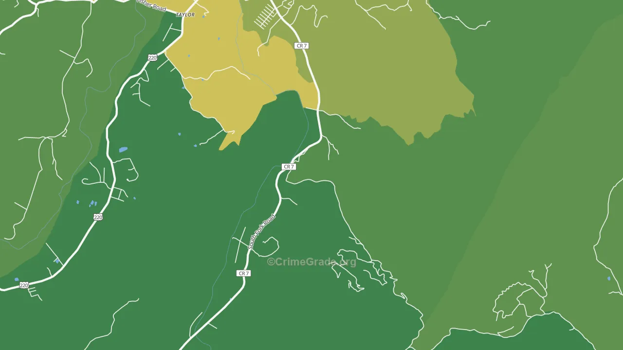 Tannery, WV Map of Vehicle Theft Rates
