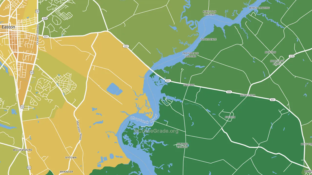 Tanyard, MD Map of Vehicle Theft Rates