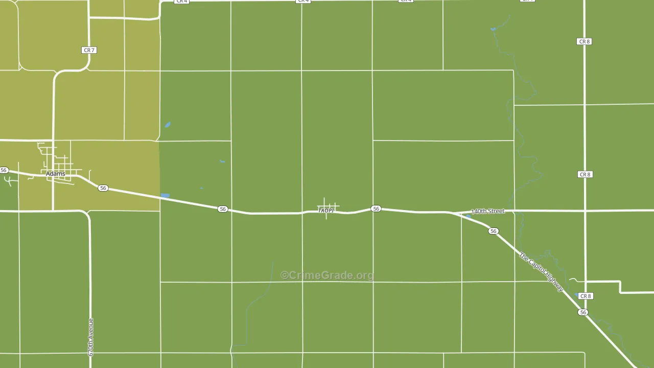 Taopi, MN Map of Vehicle Theft Rates