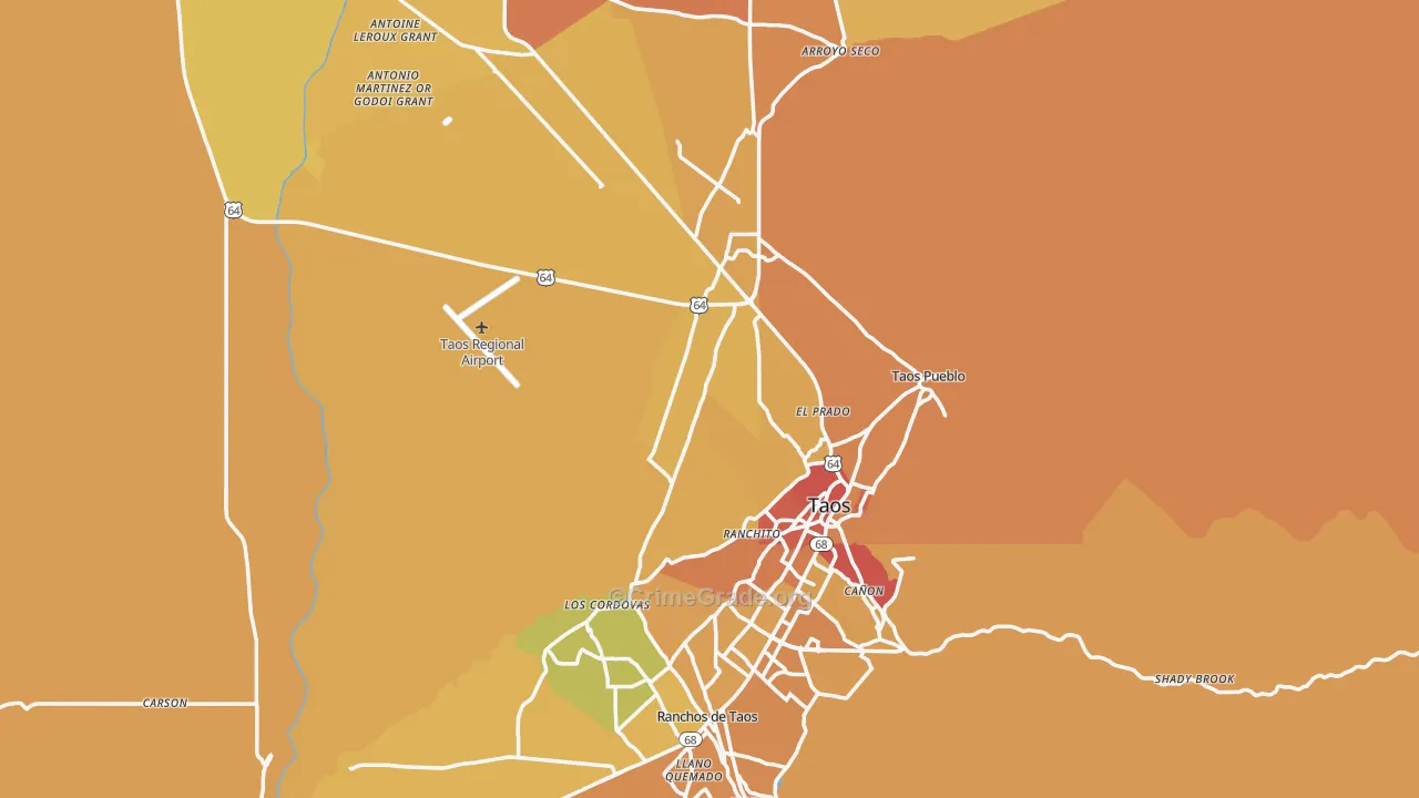 Taos County, NM Map of Vehicle Theft Rates