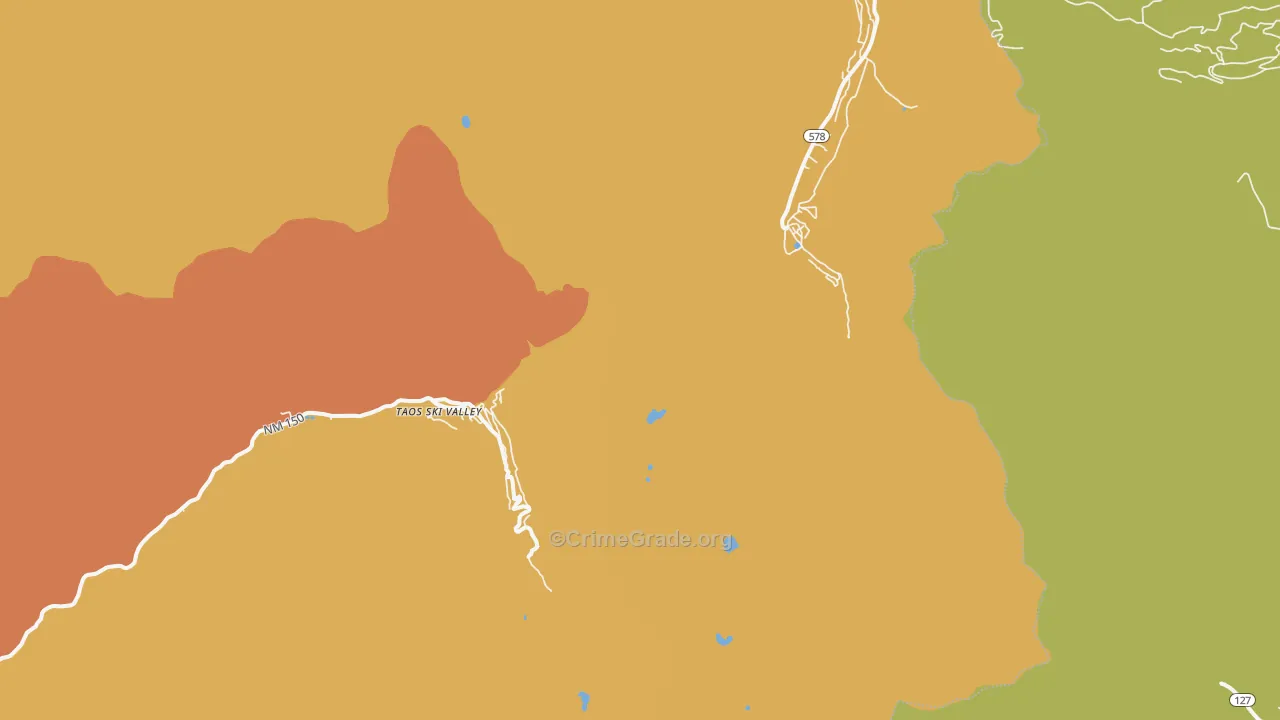 Taos Ski Valley, NM Map of Vehicle Theft Rates