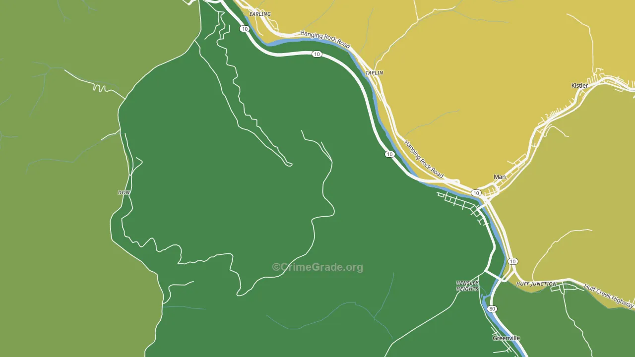 Taplin, WV Map of Vehicle Theft Rates