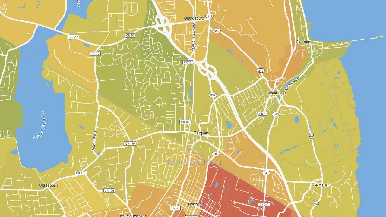 Tappan, NY Map of Vehicle Theft Rates