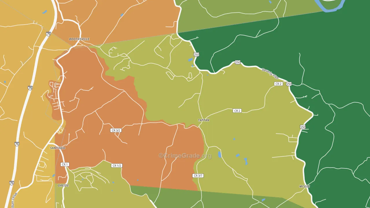 Tappan, WV Map of Vehicle Theft Rates