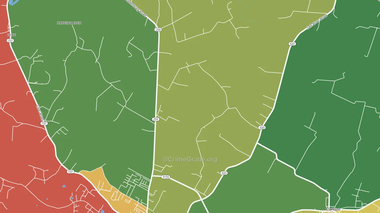 Tar Hill, KY Map of Vehicle Theft Rates