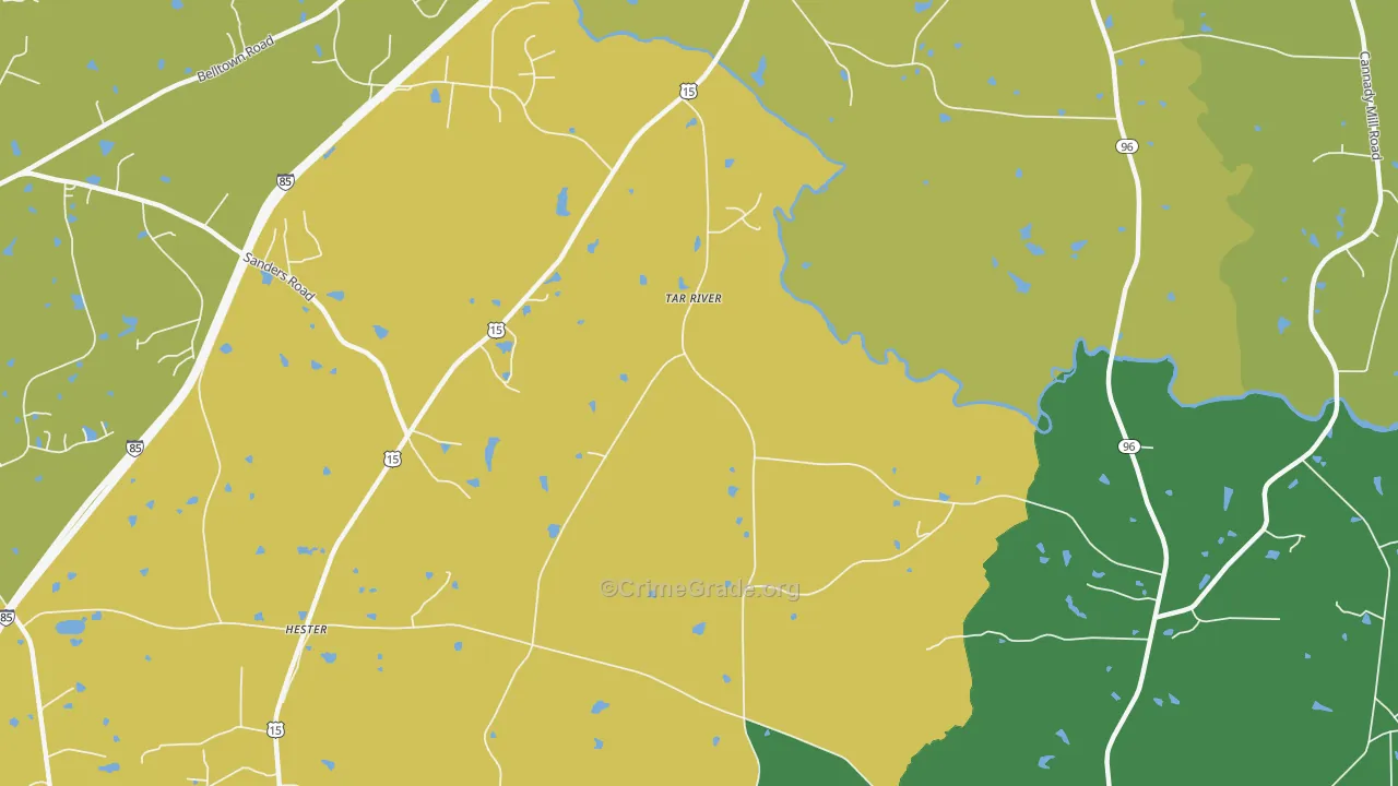 Tar River, NC Map of Vehicle Theft Rates