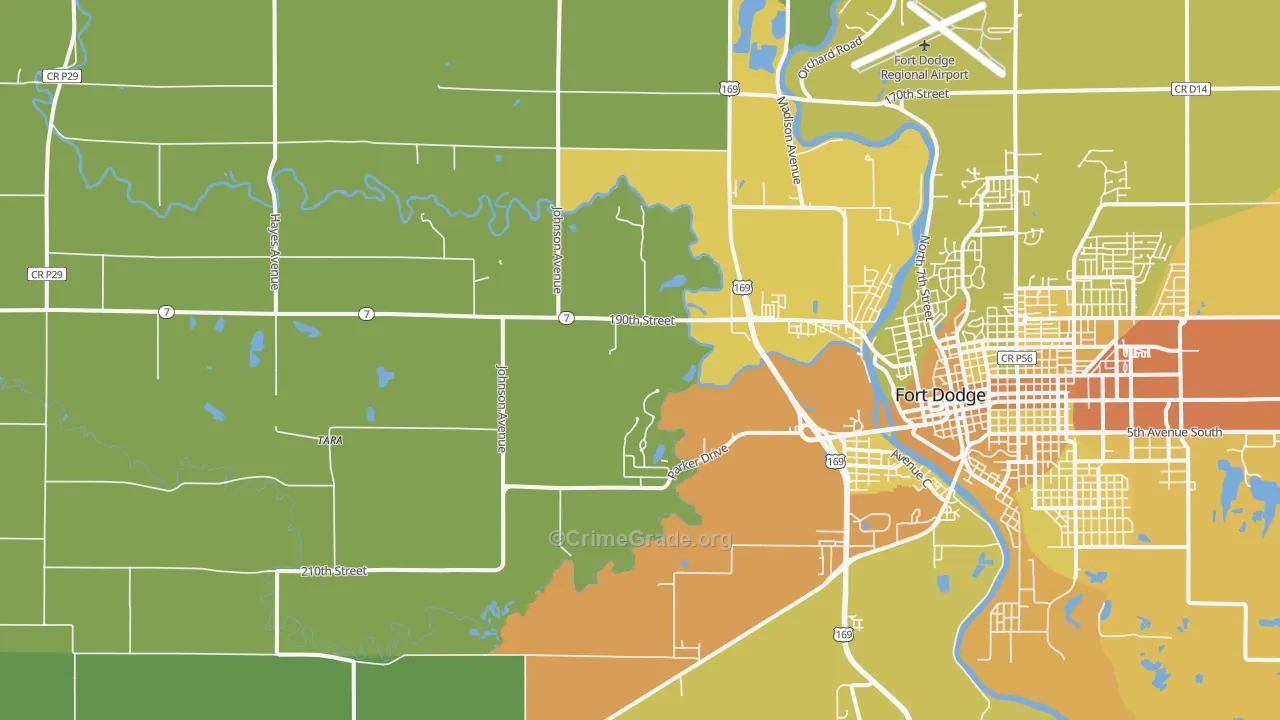 Tara, IA Map of Vehicle Theft Rates