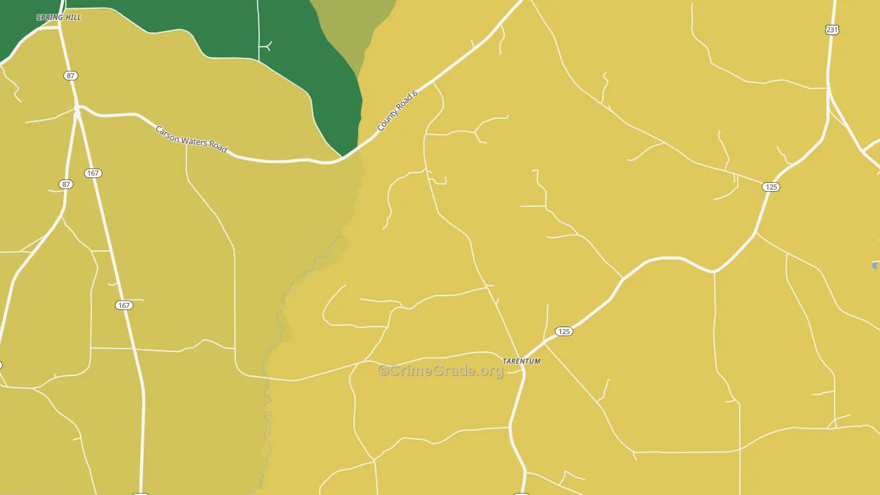 Tarentum, AL Map of Vehicle Theft Rates